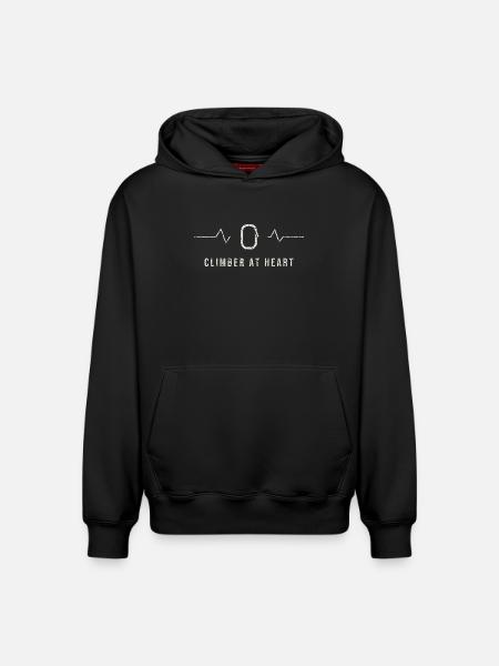 Climber At Heart Heartbeat - Relaxed Unisex Organic Hoodie – by SPREAD - black
