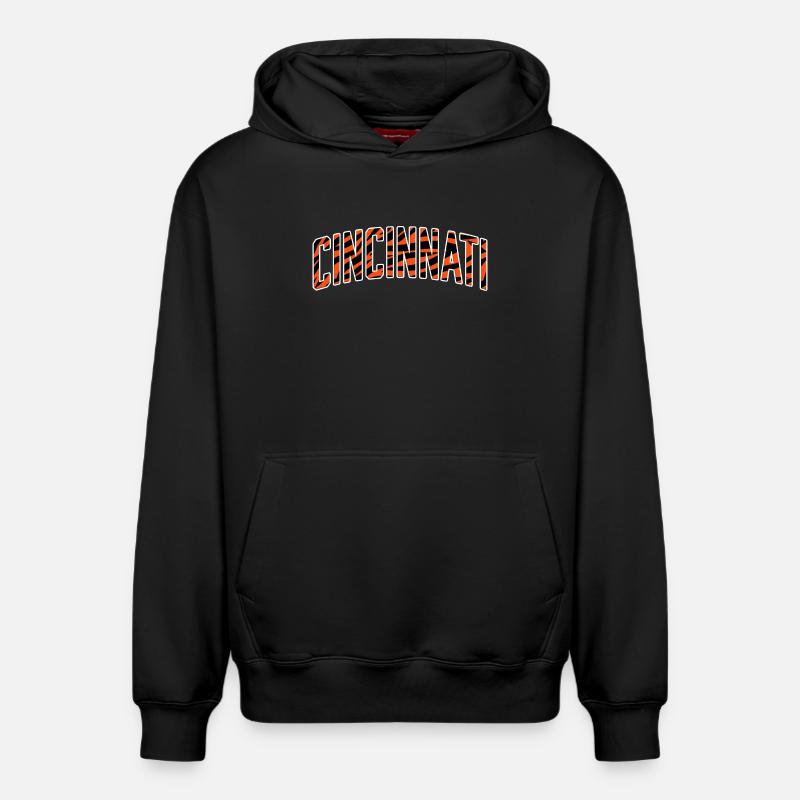 Cincinnati Tiger Stripe - Sweat à capuche unisexe décontracté en coton biologique – de SPREAD - noir