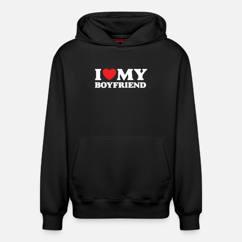 J’aime mon petit ami - Sweat à capuche unisexe décontracté en coton biologique – de SPREAD - noir