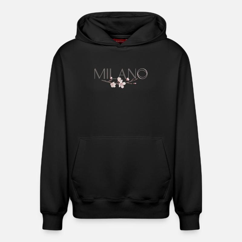 MILANO – Blossom Chic - Sweat à capuche unisexe décontracté en coton biologique – de SPREAD - noir