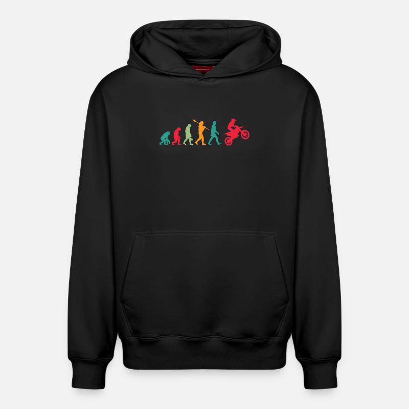 Motorcycle Cross Evolution - Relaxed Unisex Organic Hoodie – by SPREAD - black