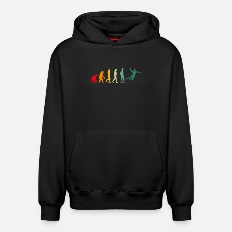 Handball Evolution Entwicklung Handballer retro - Relaxed Unisex Organic Hoodie – von SPREAD - Schwarz