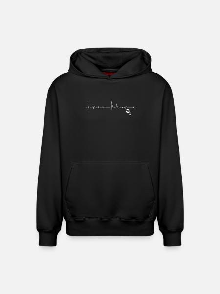 Heartbeat Treble Clef Rhythm - Relaxed Unisex Organic Hoodie – by SPREAD - black