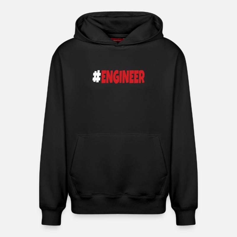 #engineer blanc et rouge - Sweat à capuche unisexe décontracté en coton biologique – de SPREAD - noir