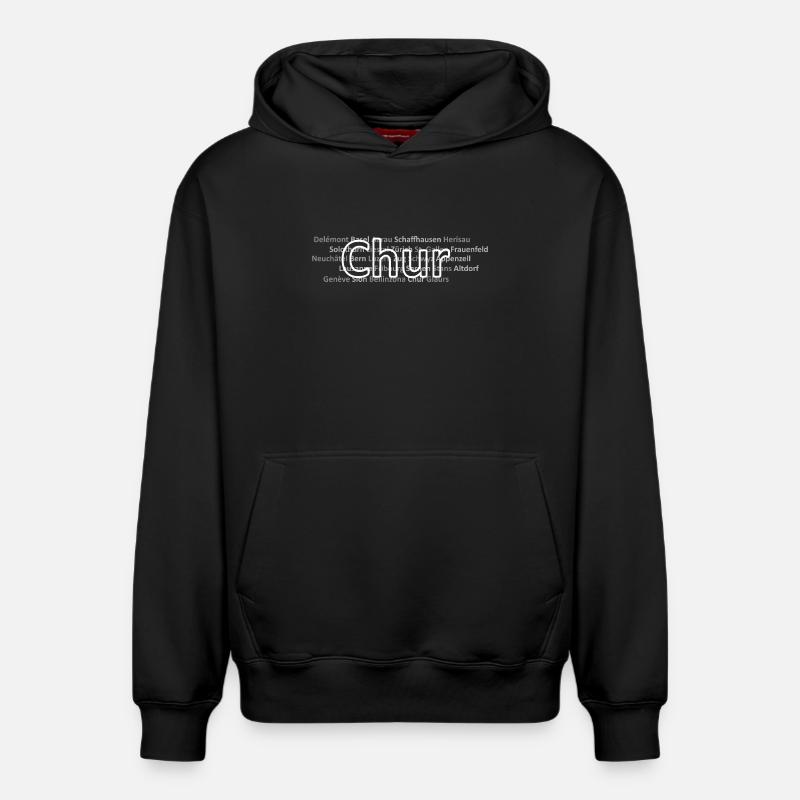Schweizer Städte Chur - Relaxed Unisex Organic Hoodie – von SPREAD - Schwarz