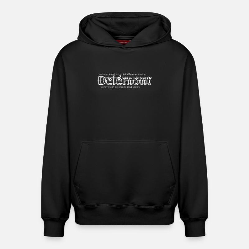 Schweizer Städte Delemont - Relaxed Unisex Organic Hoodie – von SPREAD - Schwarz