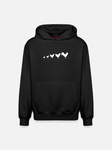 Evolution Farmer Chicken Rooster Funny - Relaxed Unisex Organic Hoodie – by SPREAD - black