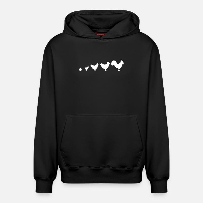 Evolution Bauer Huhn Hahn lustig - Relaxed Unisex Organic Hoodie – von SPREAD - Schwarz