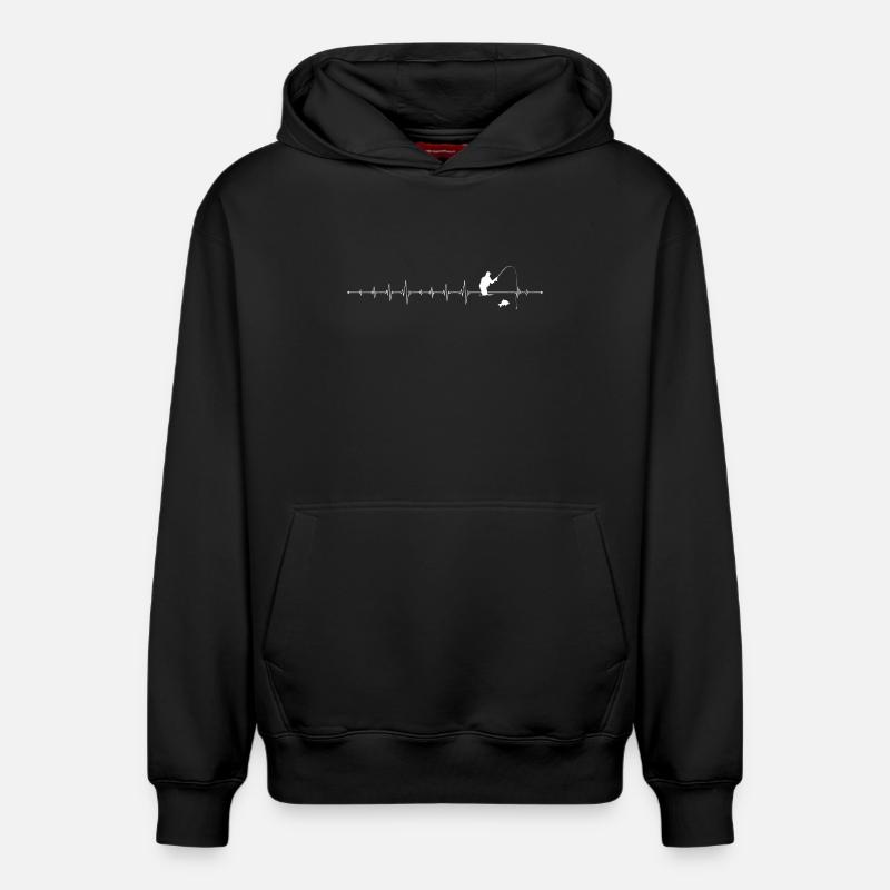 Silhouette de pêche à impulsions - Sweat à capuche unisexe décontracté en coton biologique – de SPREAD - noir