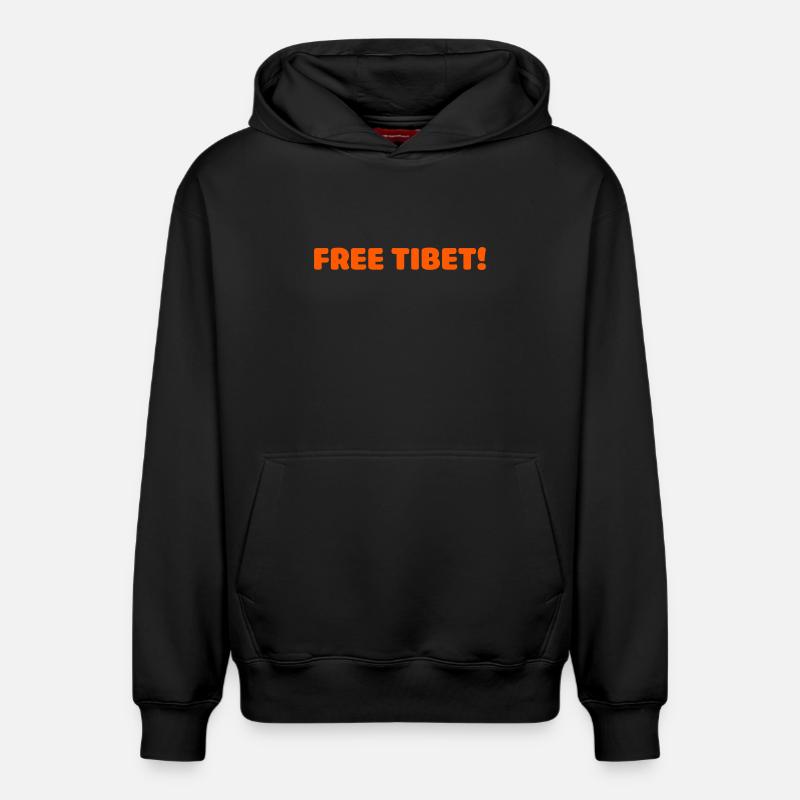 free tibet - Sweat à capuche unisexe décontracté en coton biologique – de SPREAD - noir