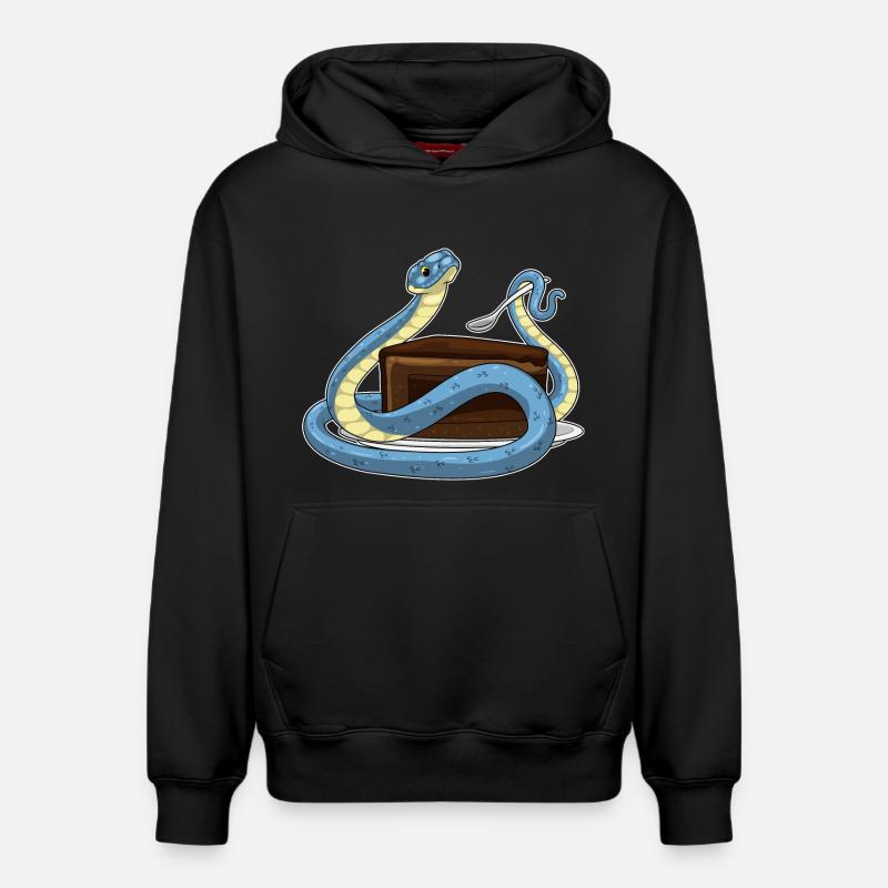 Gâteau d’anniversaire serpent - Sweat à capuche unisexe décontracté en coton biologique – de SPREAD - noir