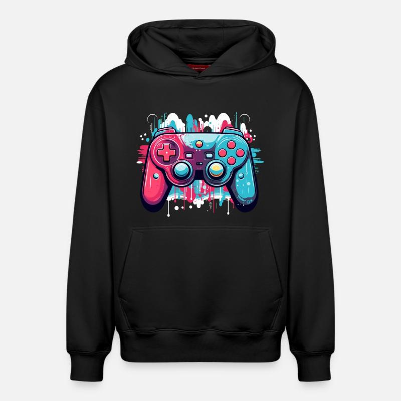 Manettes de jeu - Sweat à capuche unisexe décontracté en coton biologique – de SPREAD - noir