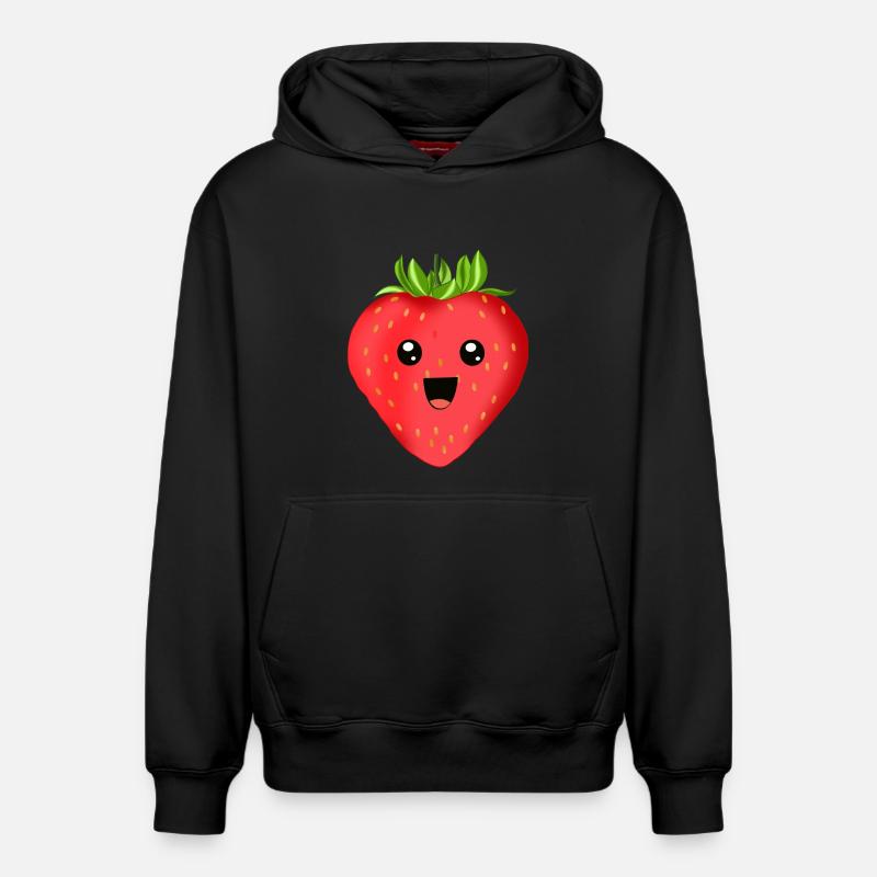 Fraise - design - Sweat à capuche unisexe décontracté en coton biologique – de SPREAD - noir