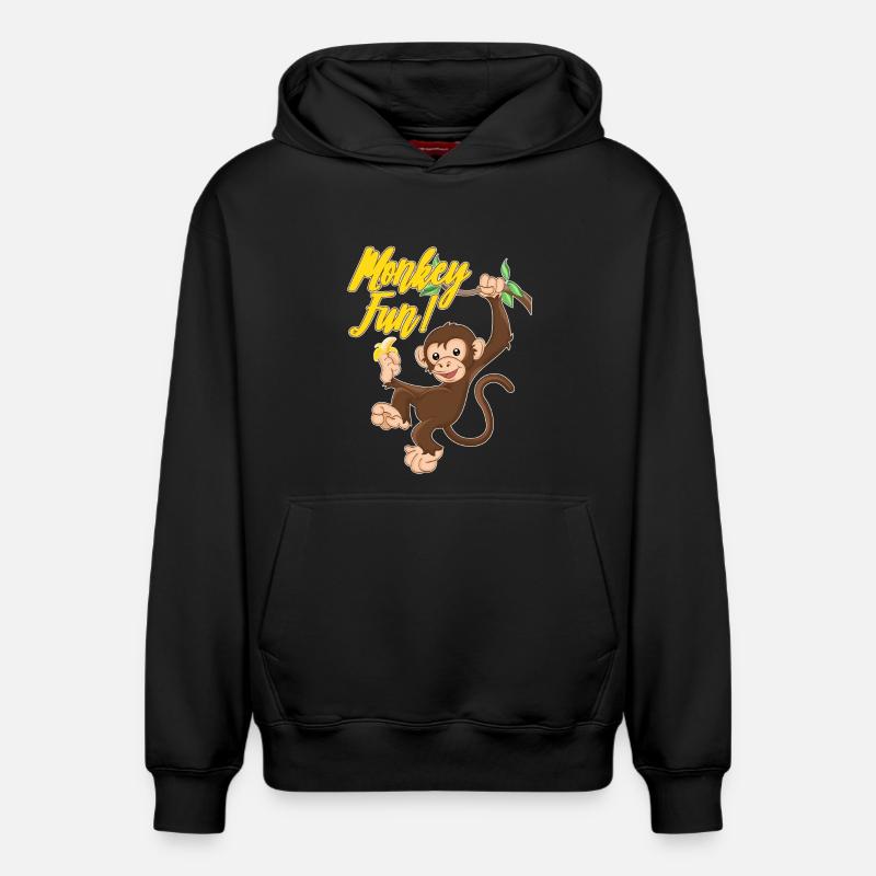 Monkey Fun - Relaxed Unisex Organic Hoodie – von SPREAD - Schwarz