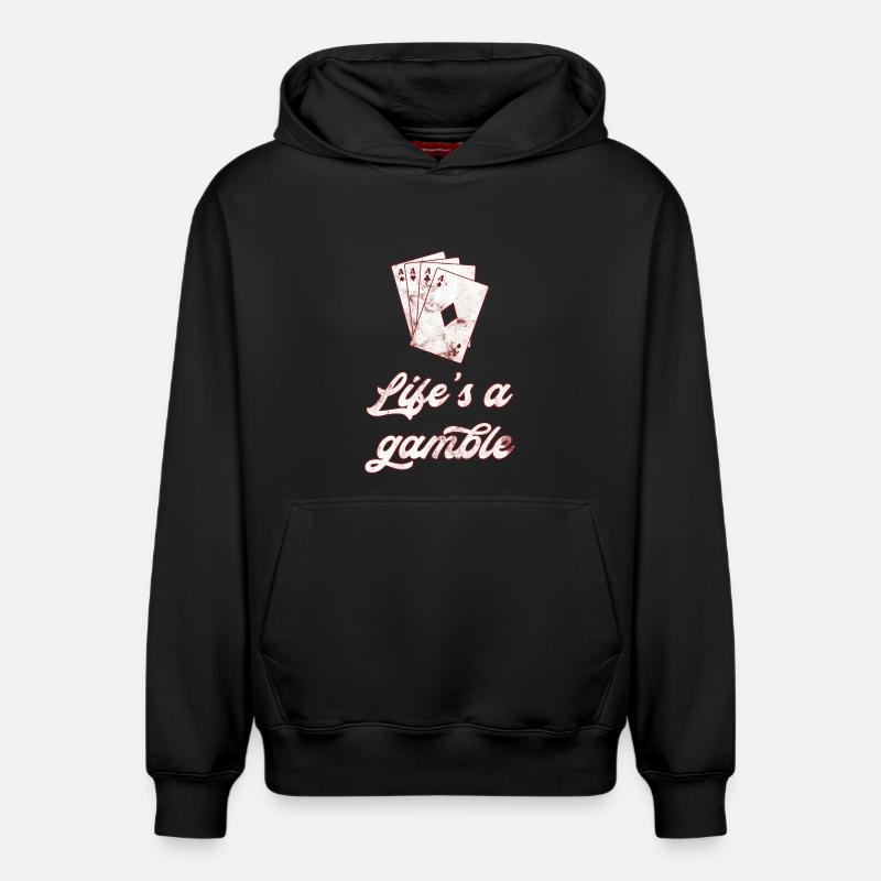 poker - Sweat à capuche unisexe décontracté en coton biologique – de SPREAD - noir