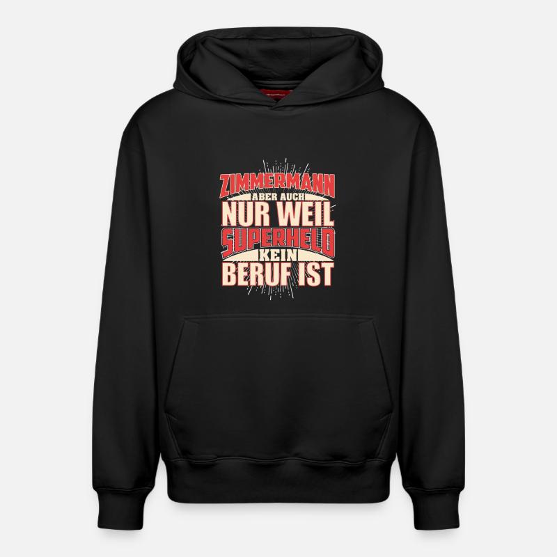 Zimmermann Superheld - Relaxed Unisex Organic Hoodie – von SPREAD - Schwarz
