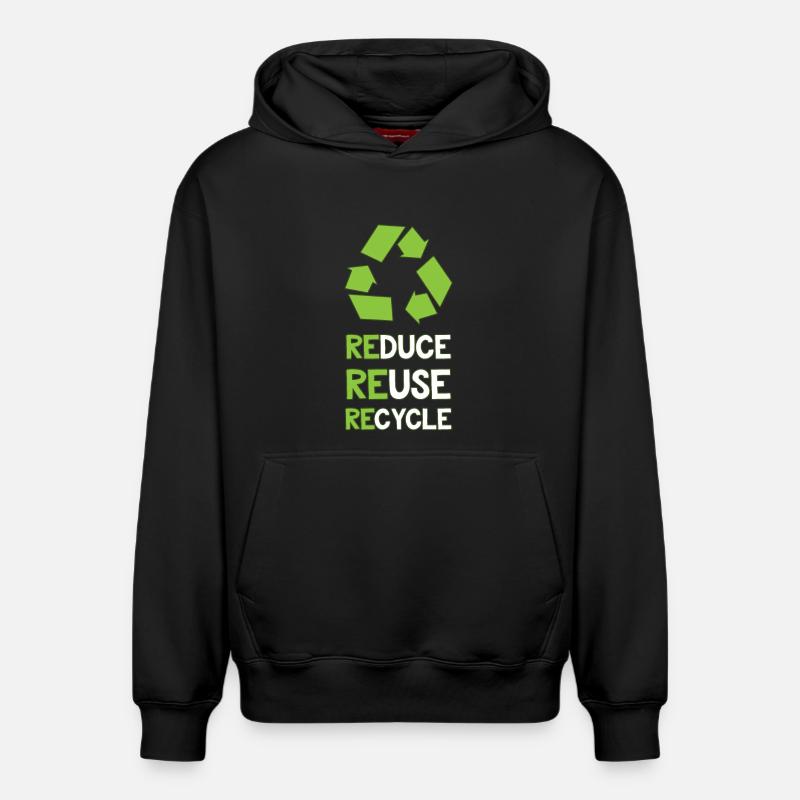 Recyclage de protection de l'environnement - Sweat à capuche unisexe décontracté en coton biologique – de SPREAD - noir
