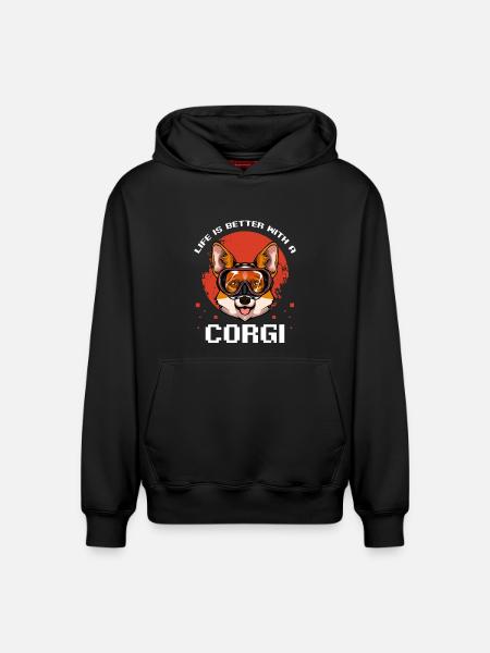 Amusement de bain pour les plongeurs corgi - Sweat à capuche unisexe décontracté en coton biologique – de SPREAD - noir