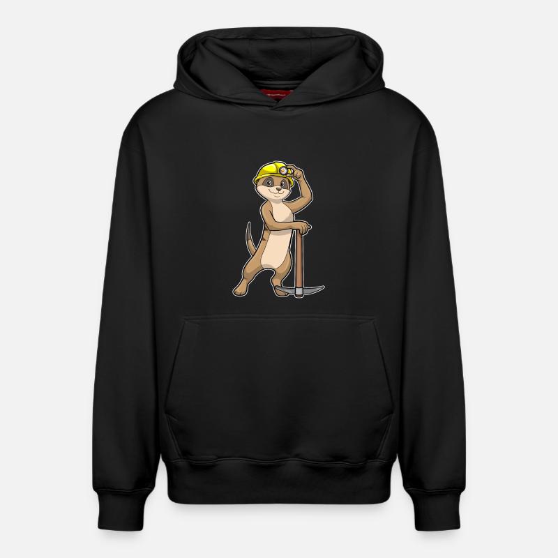 Suricate comme mineur avec pioche - Sweat à capuche unisexe décontracté en coton biologique – de SPREAD - noir