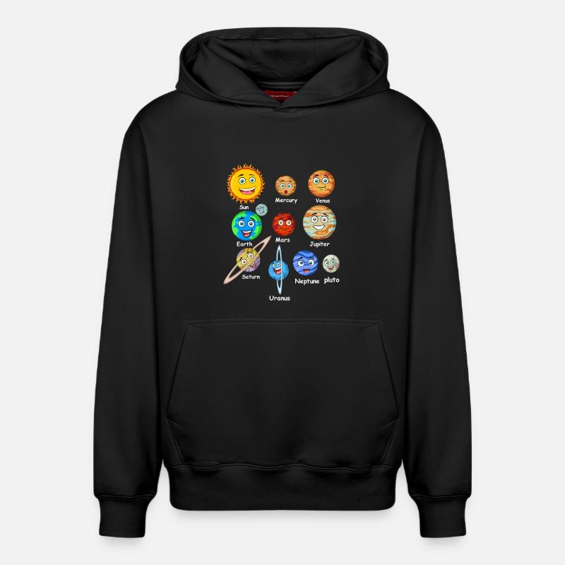 Planètes du système solaire - Sweat à capuche unisexe décontracté en coton biologique – de SPREAD - noir