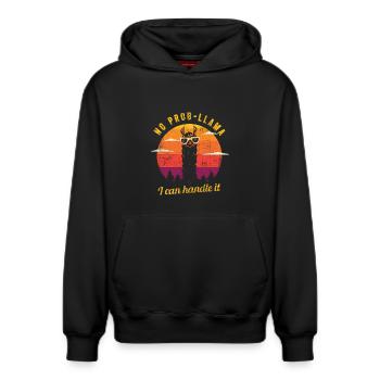 No Probllama Lama Sonnebrille Alpaka Geschenk - Relaxed Unisex Organic Hoodie – von SPREAD - Schwarz - Vorne - AI Model Female 172 light (172cm) & AI Model Male 178 dark (178cm)