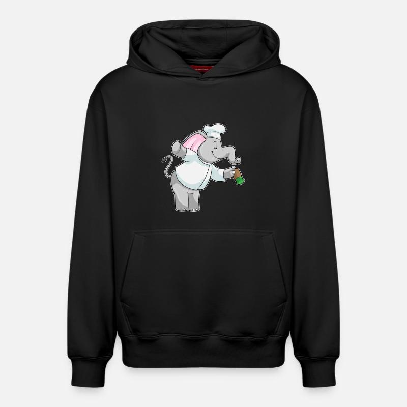 Éléphant comme cuisinier avec salière - Sweat à capuche unisexe décontracté en coton biologique – de SPREAD - noir