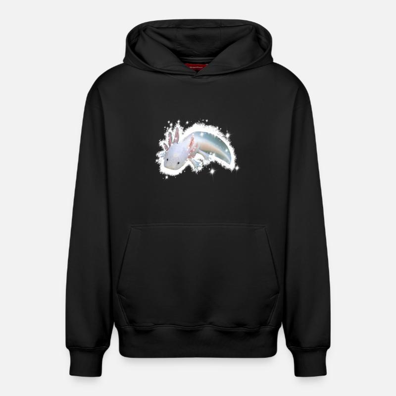 axolotl blanc - Sweat à capuche unisexe décontracté en coton biologique – de SPREAD - noir