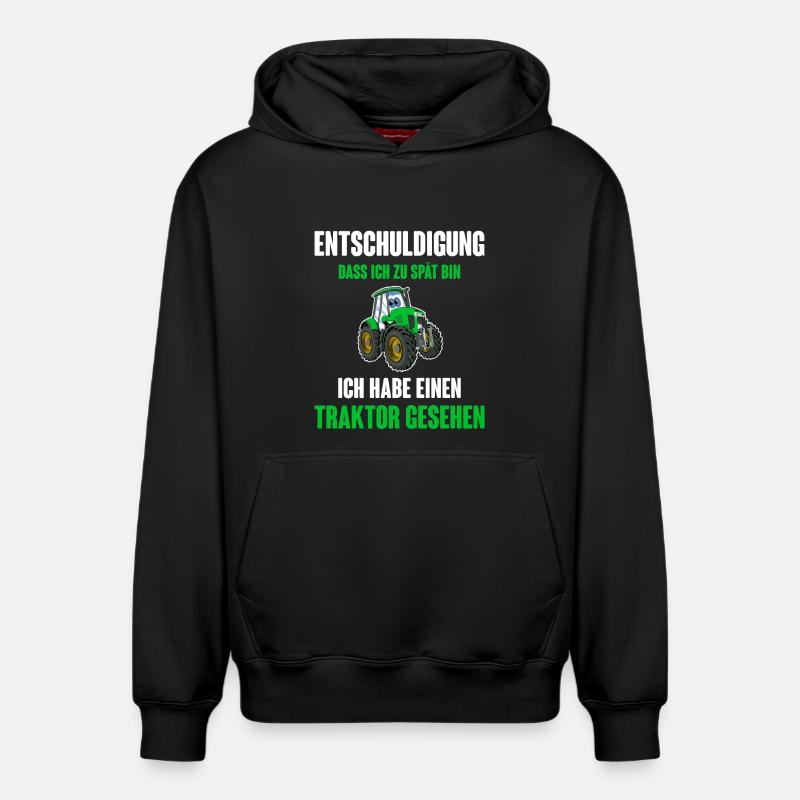 Traktor - Relaxed Unisex Organic Hoodie – von SPREAD - Schwarz