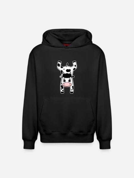 Gymnastics Sport Handstand Cow - Relaxed Unisex Organic Hoodie – by SPREAD - black