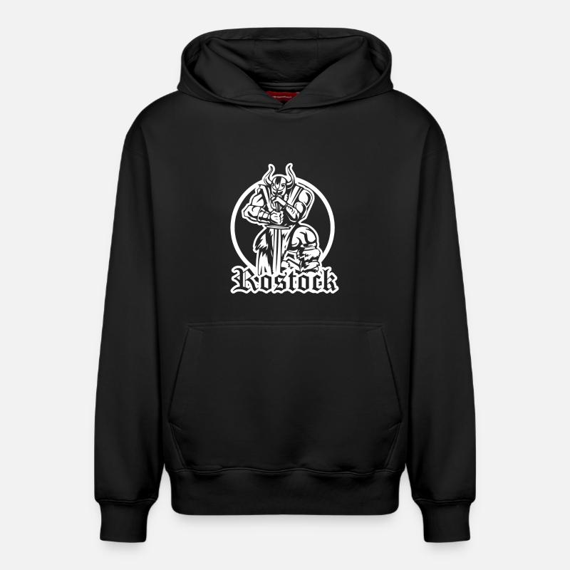 Rostocker Wikinger - Relaxed Unisex Organic Hoodie – von SPREAD - Schwarz