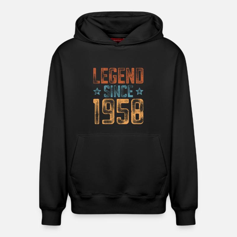 1958 Naissance Année de naissance Anniversaire - Sweat à capuche unisexe décontracté en coton biologique – de SPREAD - noir