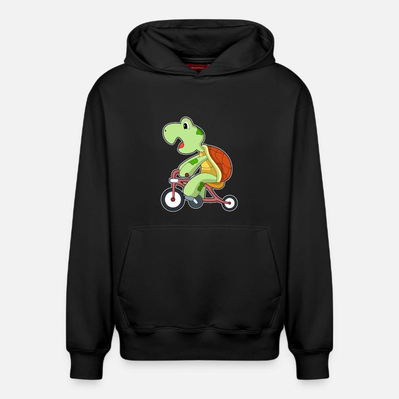 Tortue avec vélo - Sweat à capuche unisexe décontracté en coton biologique – de SPREAD - noir