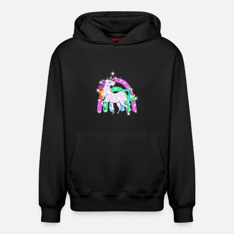 funkelndes Einhorn mit Regenbogen - Relaxed Unisex Organic Hoodie – von SPREAD - Schwarz