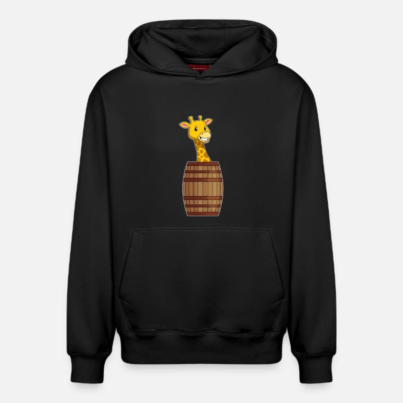 Girafe avec tonneau - Sweat à capuche unisexe décontracté en coton biologique – de SPREAD - noir