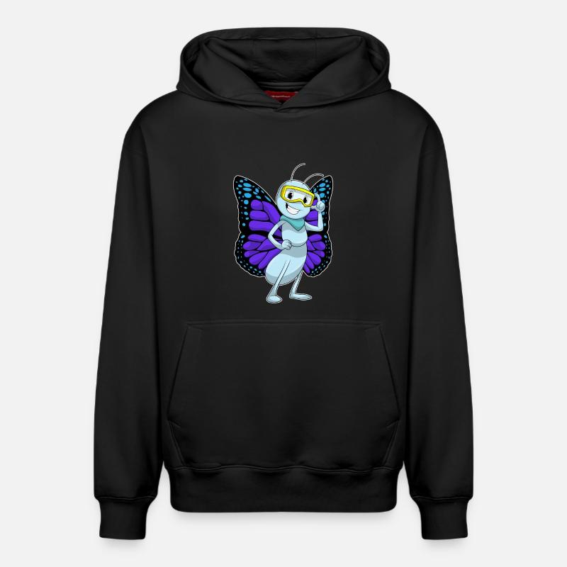 Papillon avec lunettes - Sweat à capuche unisexe décontracté en coton biologique – de SPREAD - noir