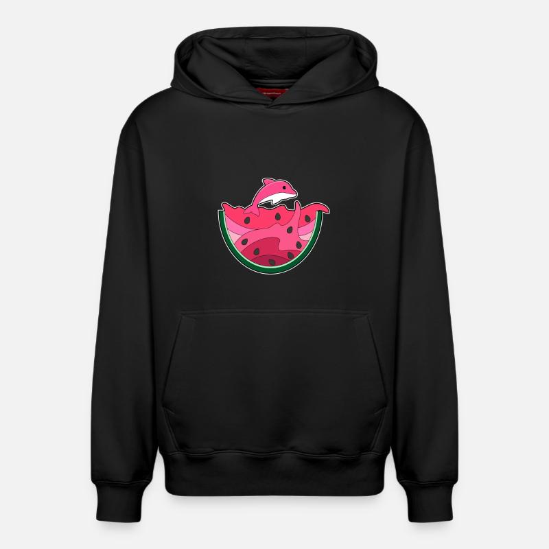 Pastèque dauphin-eau - Sweat à capuche unisexe décontracté en coton biologique – de SPREAD - noir