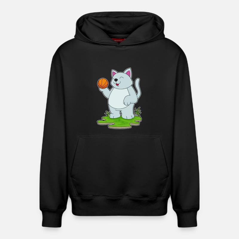 Chat Basketteur Basketteur - Sweat à capuche unisexe décontracté en coton biologique – de SPREAD - noir