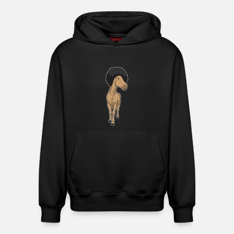 Cheval Afro - Sweat à capuche unisexe décontracté en coton biologique – de SPREAD - noir