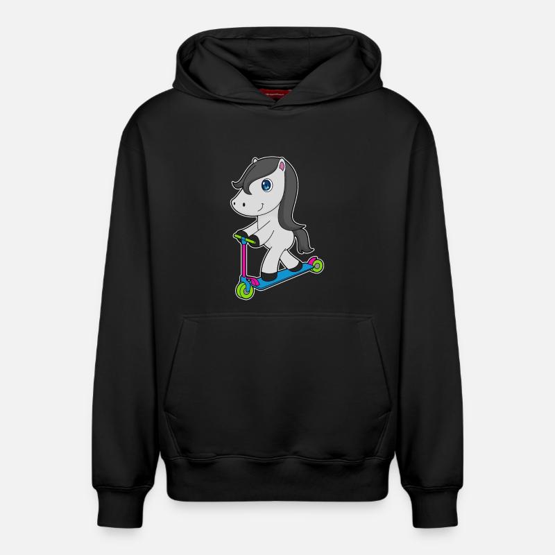 Trottinette à cheval - Sweat à capuche unisexe décontracté en coton biologique – de SPREAD - noir