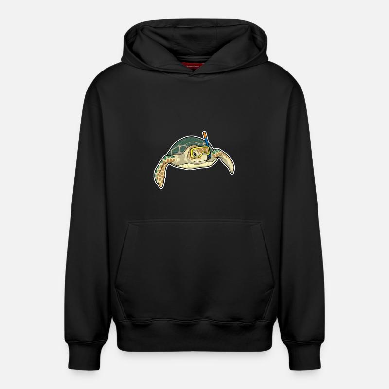 Turtle Diver Snorkel - Sweat à capuche unisexe décontracté en coton biologique – de SPREAD - noir