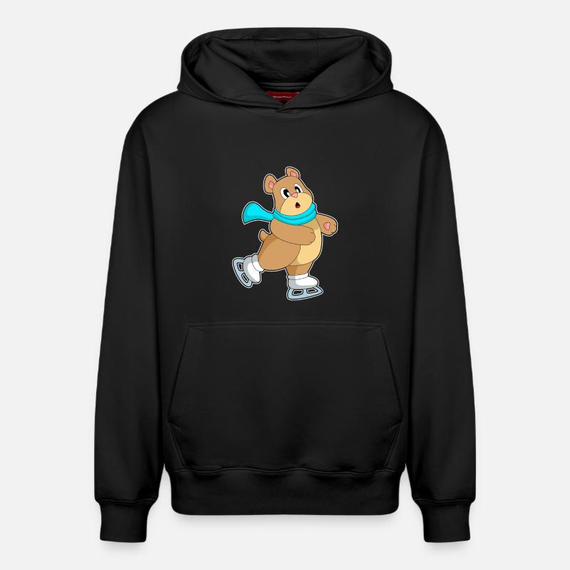 Patins à glace Bear - Sweat à capuche unisexe décontracté en coton biologique – de SPREAD - noir