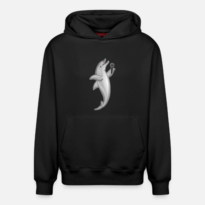 Delfin Singer Microphone - Sweat à capuche unisexe décontracté en coton biologique – de SPREAD - noir