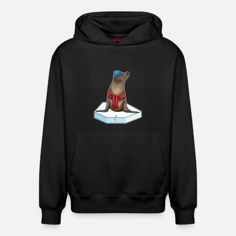 Seehund Eisscholle - Relaxed Unisex Organic Hoodie – von SPREAD - Schwarz