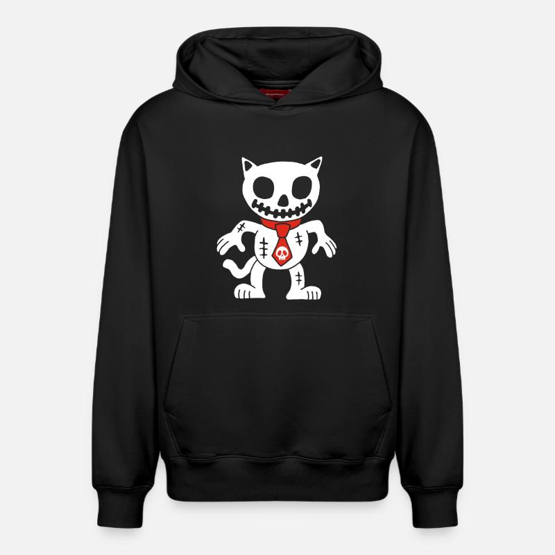 Chat blanc poupée vaudou - Sweat à capuche unisexe décontracté en coton biologique – de SPREAD - noir
