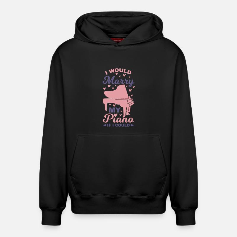 Dicton de piano - Sweat à capuche unisexe décontracté en coton biologique – de SPREAD - noir