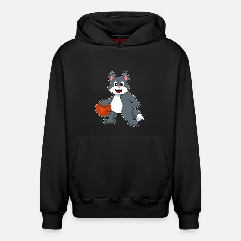 Chat Basketteur Basketteur - Sweat à capuche unisexe décontracté en coton biologique – de SPREAD - noir