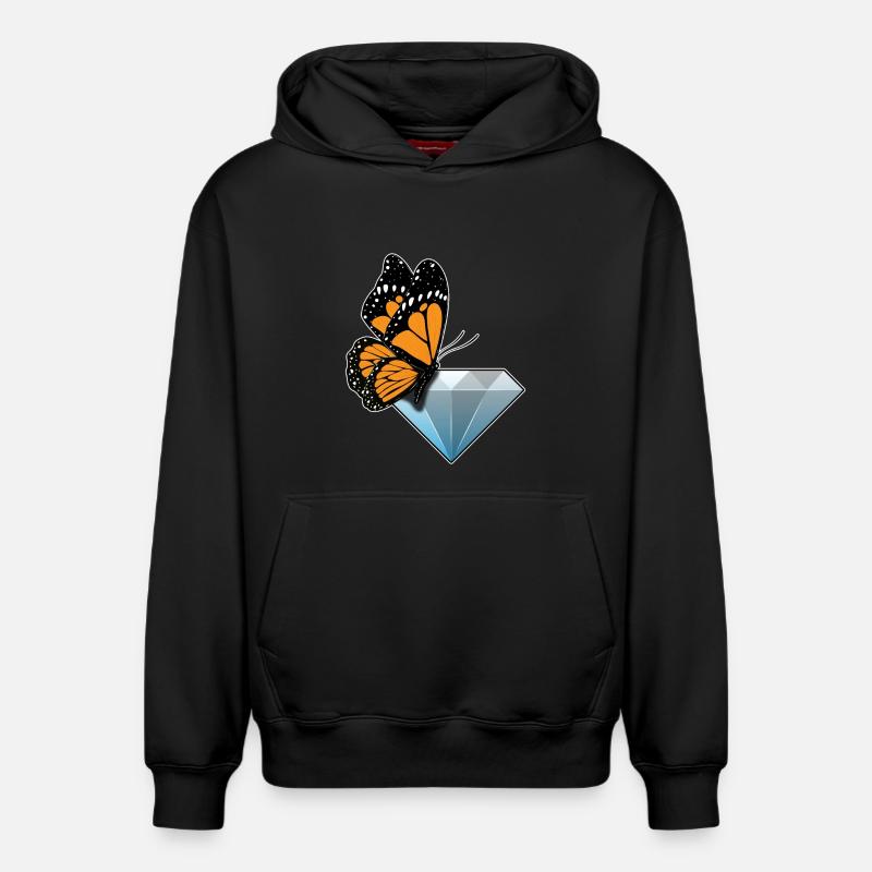 Diamant papillon - Sweat à capuche unisexe décontracté en coton biologique – de SPREAD - noir