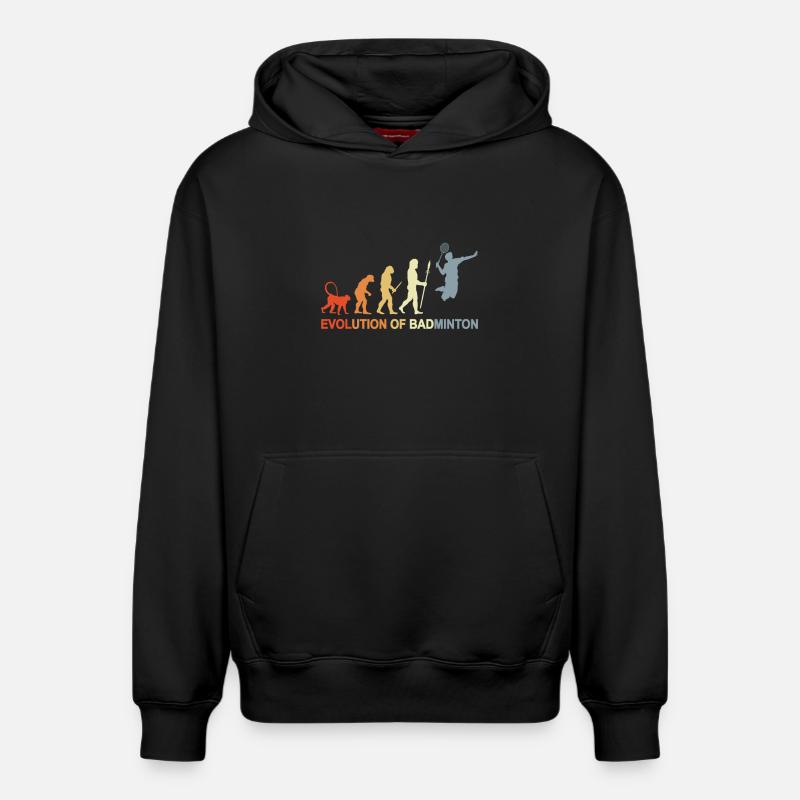 Badminton Evolution - Relaxed Unisex Organic Hoodie – von SPREAD - Schwarz