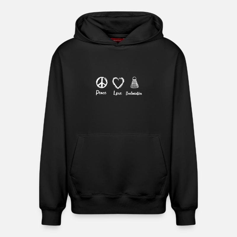L’amour du badminton - Sweat à capuche unisexe décontracté en coton biologique – de SPREAD - noir