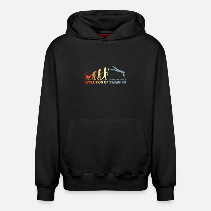 Evolution des Schwimmens - Relaxed Unisex Organic Hoodie – von SPREAD - Schwarz